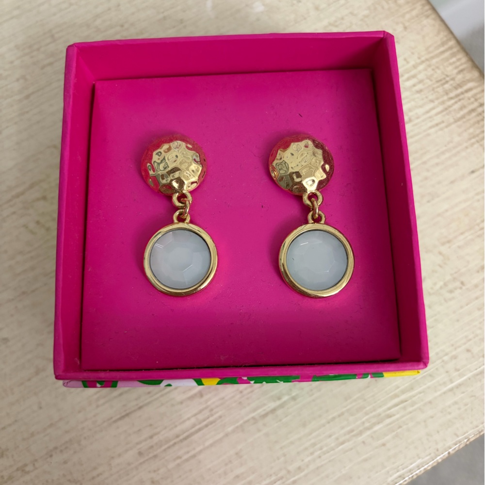 Lilly Pulitzer Gold and White Dangle Earrings